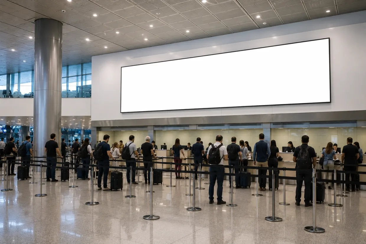 totens digitais para comunicação de chegada; formato de mídia a consultar no Aeroporto Internacional de Natal (NAT)